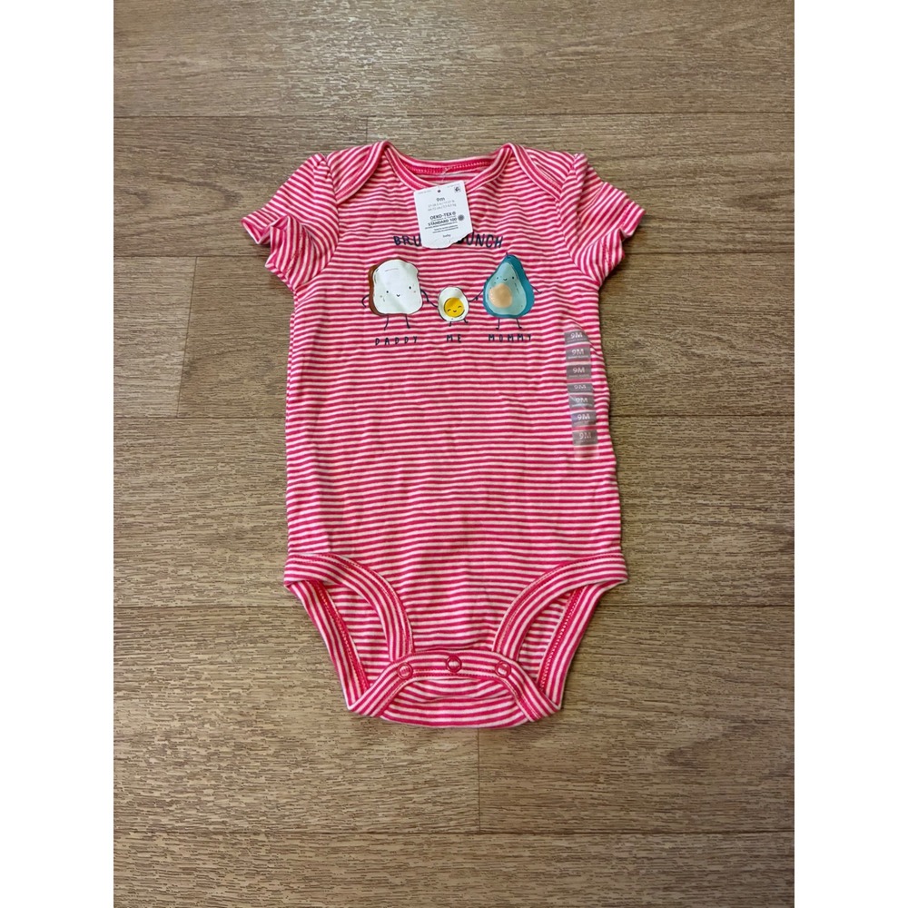 Carter's Baby Girl Pink Striped Brunch Squad Bodysuit 9M NWT